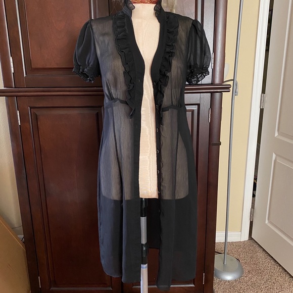 Transparent Sexy Night Gown Dress Black 6 intimate - Picture 3 of 16